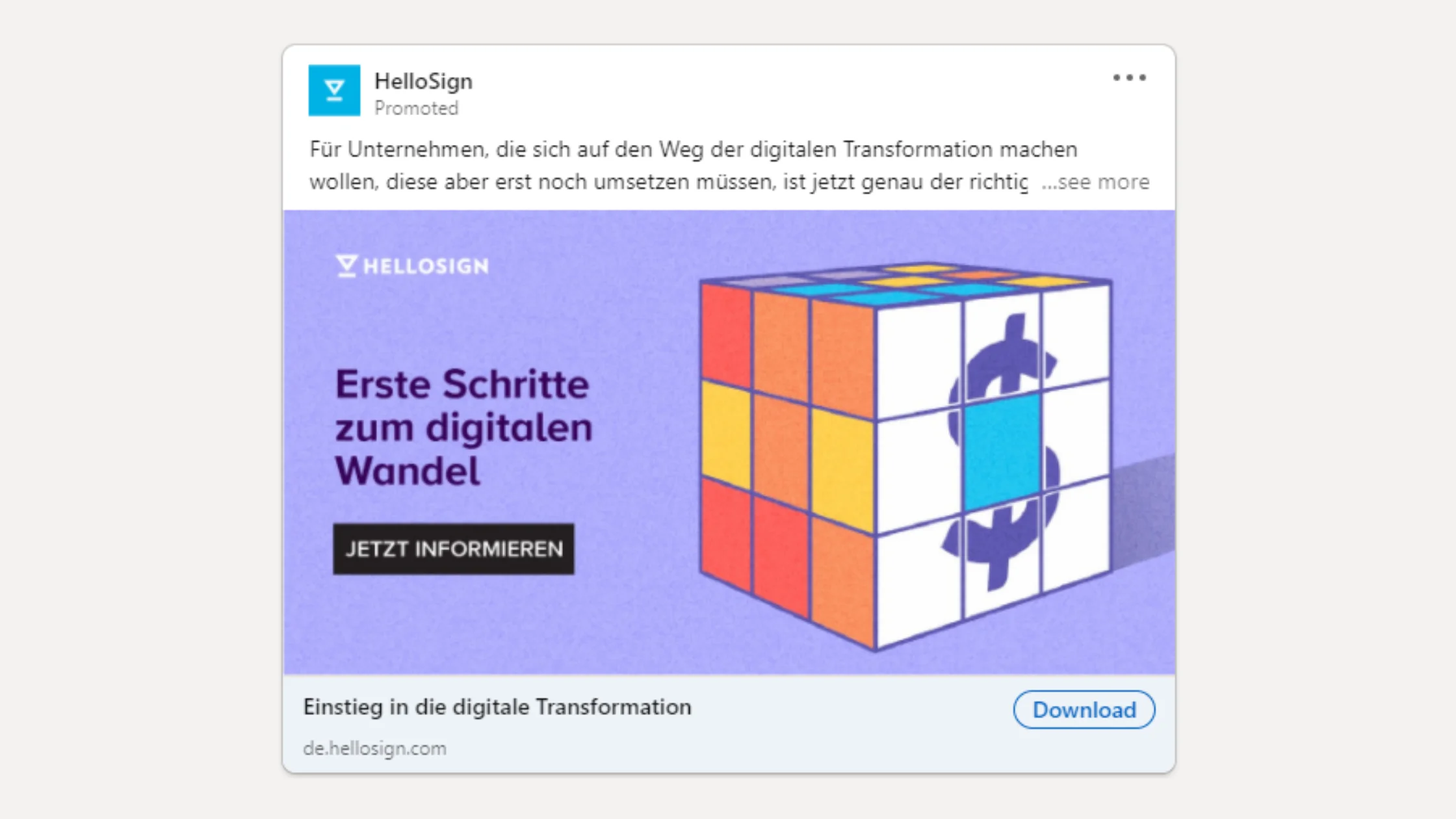 LinkedIn Anzeige Beispiel HelloSign