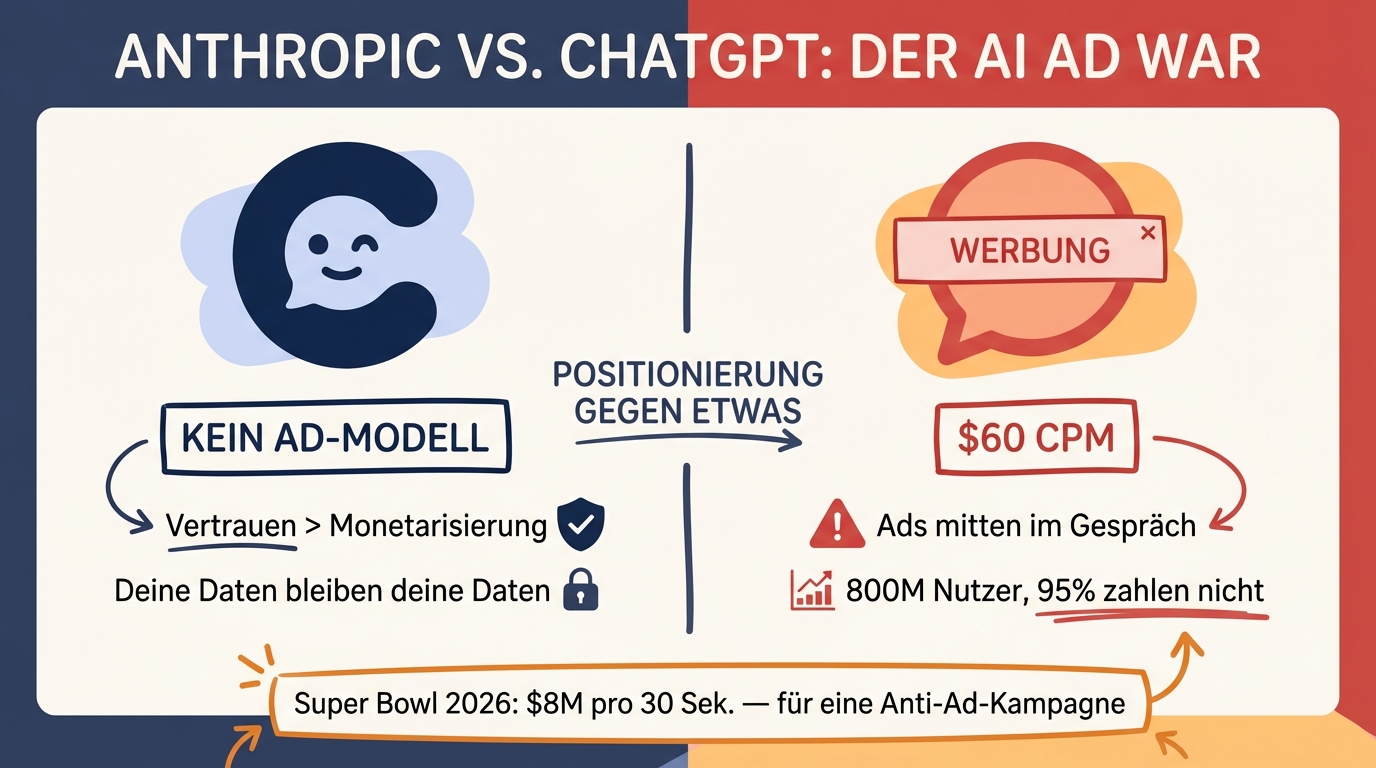 Anthropic vs. ChatGPT Ads: Was B2B-Marketer vom AI Ad War lernen